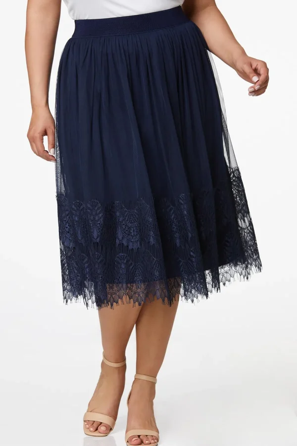 Best Sale Plus Size Mesh Lace Midi Skirt Women Skirts