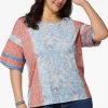 Hot Plus Size Paisley Drop Shoulder Top Women Tops