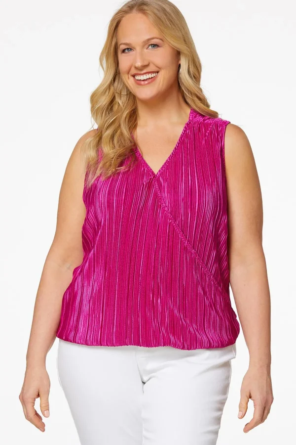 Best Plus Size Pleated Fuchsia Top Women Tops