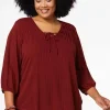 Store Plus Size Pointelle Knit Top Women Tops