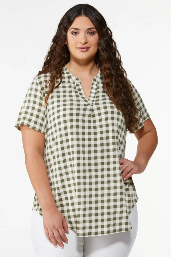 Best Plus Size Printed Stretch Knit Top Women Tops
