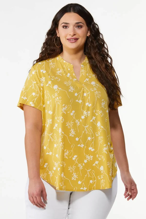 Best Plus Size Printed Stretch Knit Top Women Tops