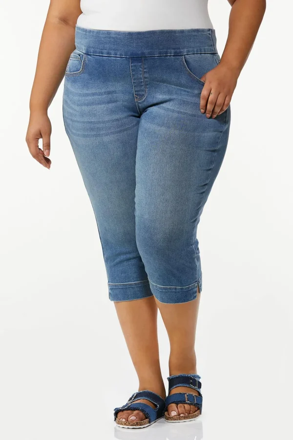 Store Plus Size Pullon Cropped Jeans Women Cropped Pants