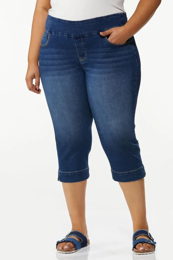 Store Plus Size Pullon Cropped Jeans Women Cropped Pants