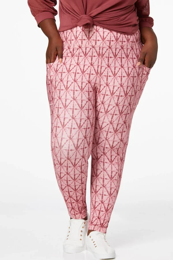 Cheap Plus Size Rose Tie Dye Leggings Women Pants