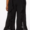 New Plus Size Ruffled Walk Thru Pants Women Pants