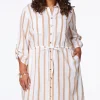 Hot Plus Size Sand Stripe Shirt Dress Women Dresses
