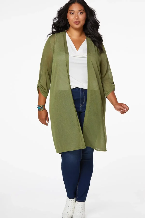 Cheap Plus Size Sheer Cardigan Duster Women Sweaters