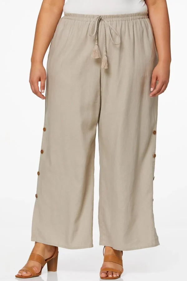 Best Sale Plus Size Side Button Linen Pants Women Pants