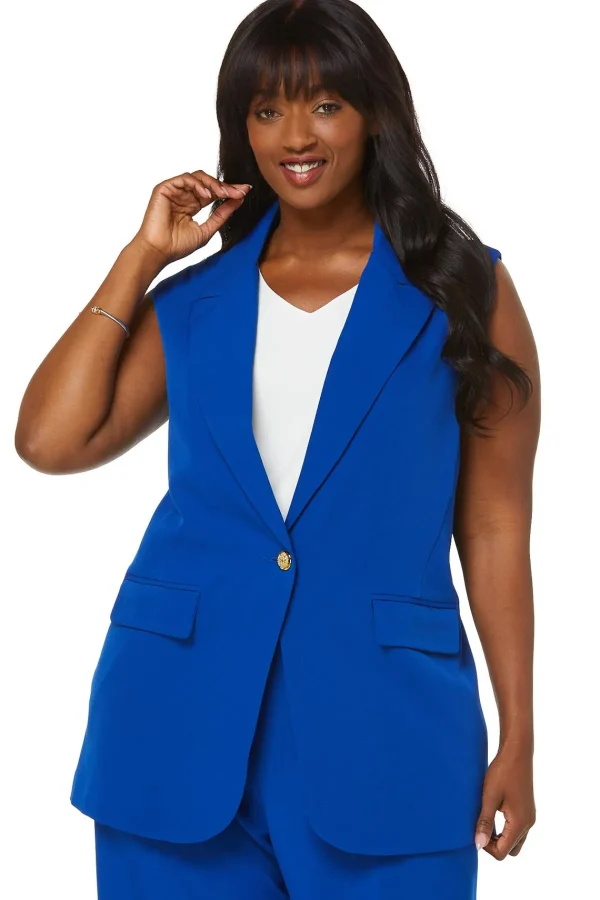 Store Plus Size Solid Button Vest Women Jackets & Vests