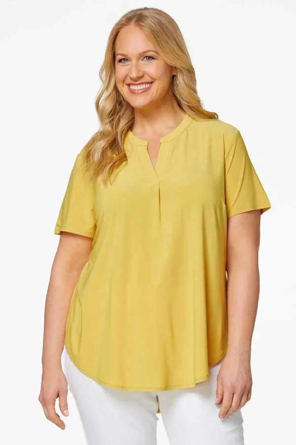 Shop Plus Size Solid Dressy Knit Top Women Tops