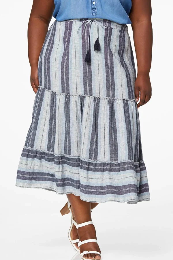 Clearance Plus Size Stripe Linen Skirt Women Skirts