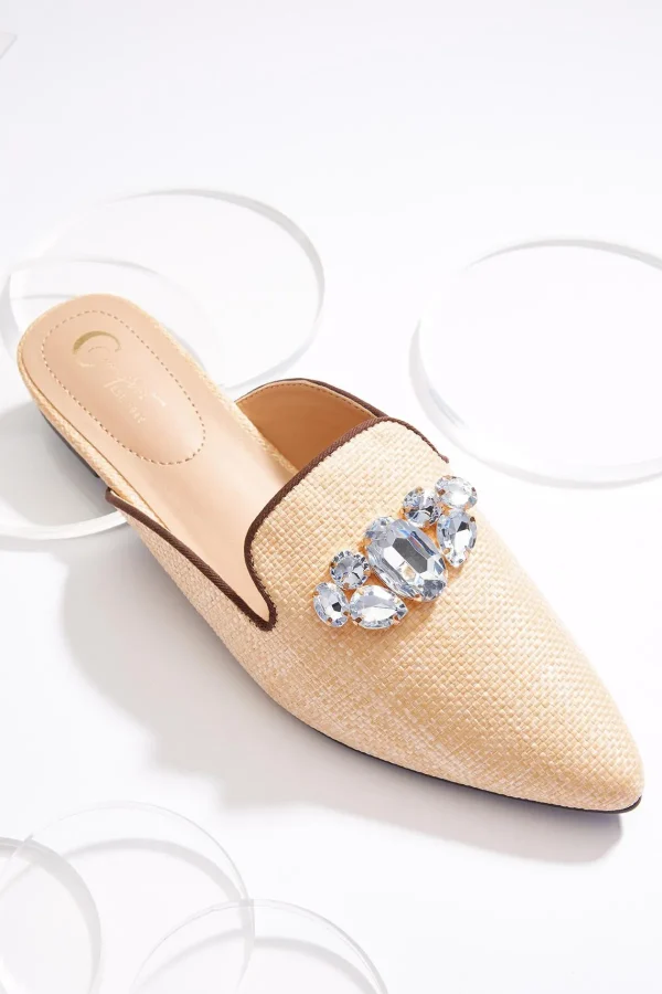 Best Raffia Jeweled Mules Women Flats