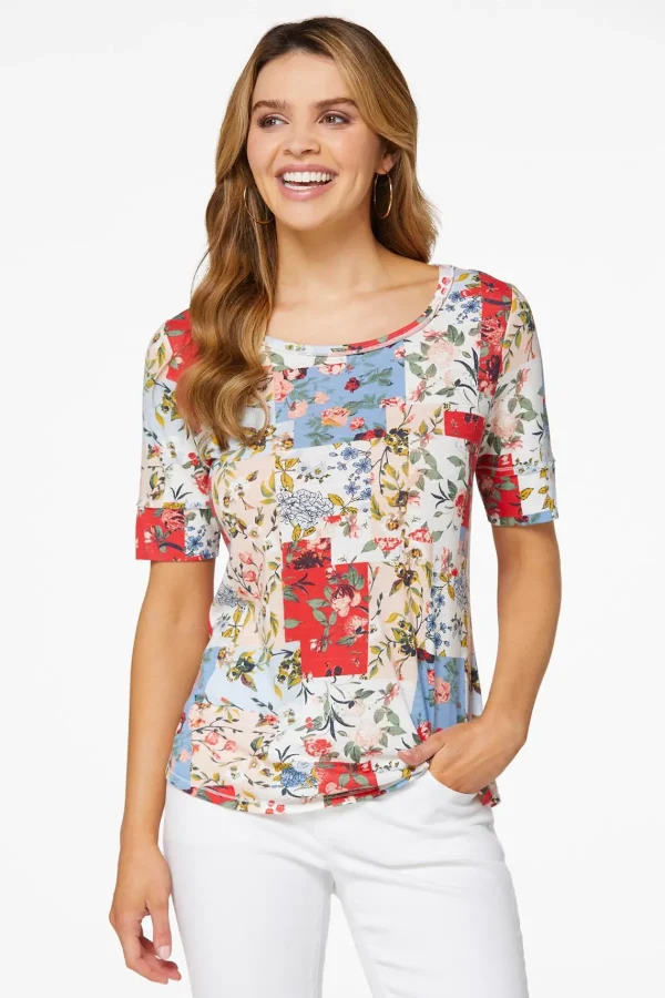 Store Rose Patchwork Tee Women Tops