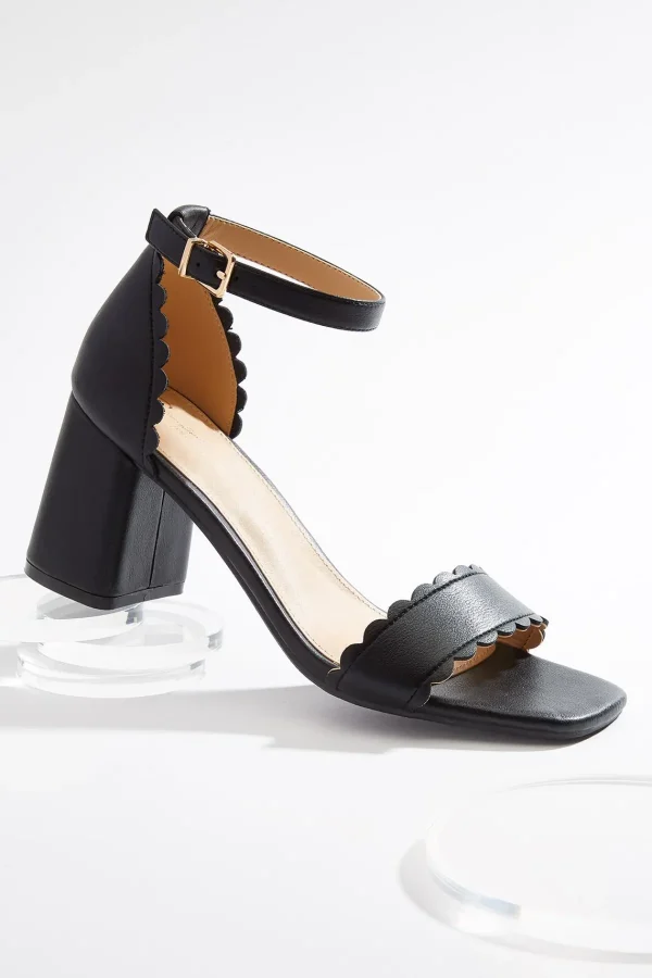 Outlet Scalloped Heeled Sandals Women Heels