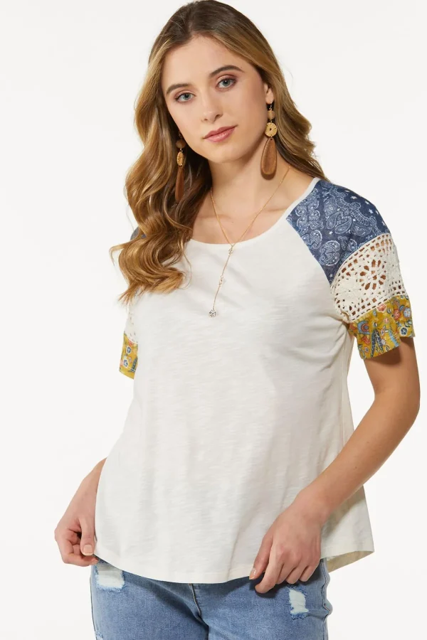 Store Sleeve Detail Baseball Top Women Tops