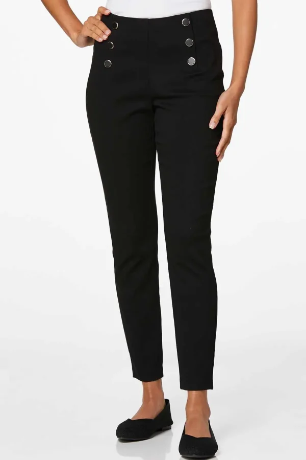 Store Slim Sailor Button Pants Women Pants