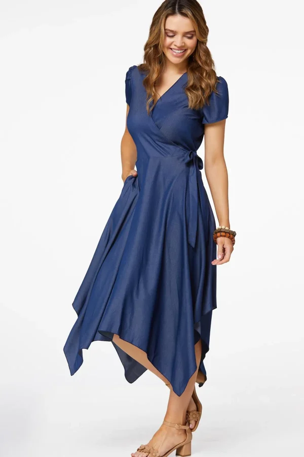 Discount Solid Hanky Hem Dress Women Dresses