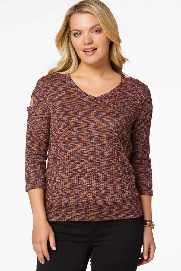 Store Spacedye Ladder Sleeve Top Women Tops