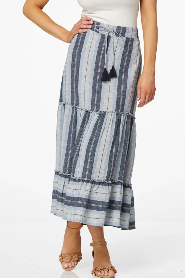 Shop Stripe Linen Skirt Women Skirts