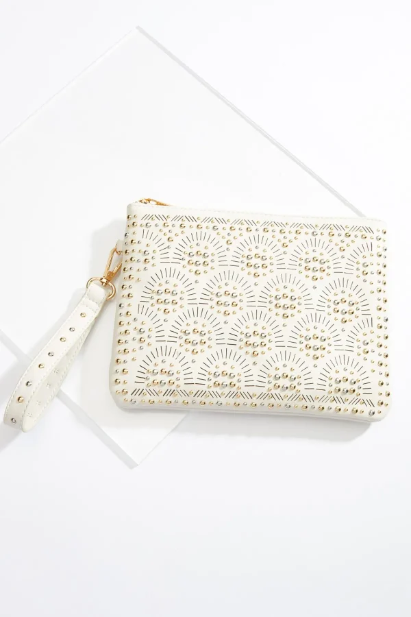 Store Studded Ivory Wristlet Women Handbags