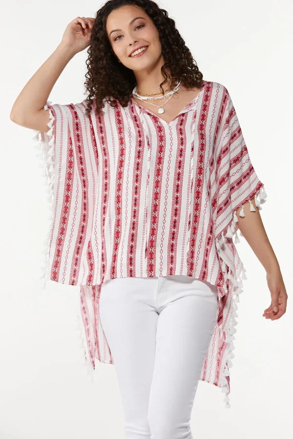 Store Tassel Trim Capelet Top Women Tops