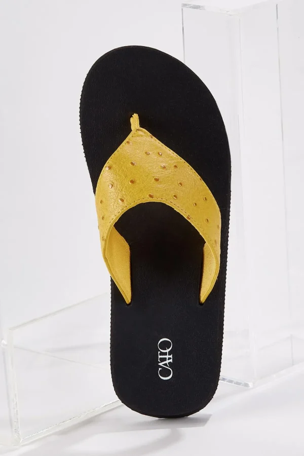 Outlet Textured Faux Leather Flip Flops Women Flats