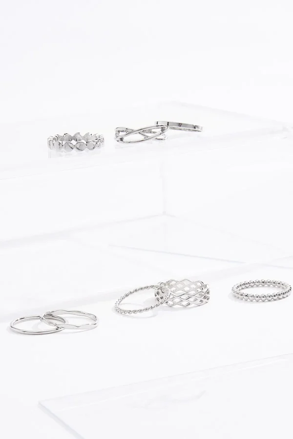 Hot Textured Metal Ring Set Women Rings