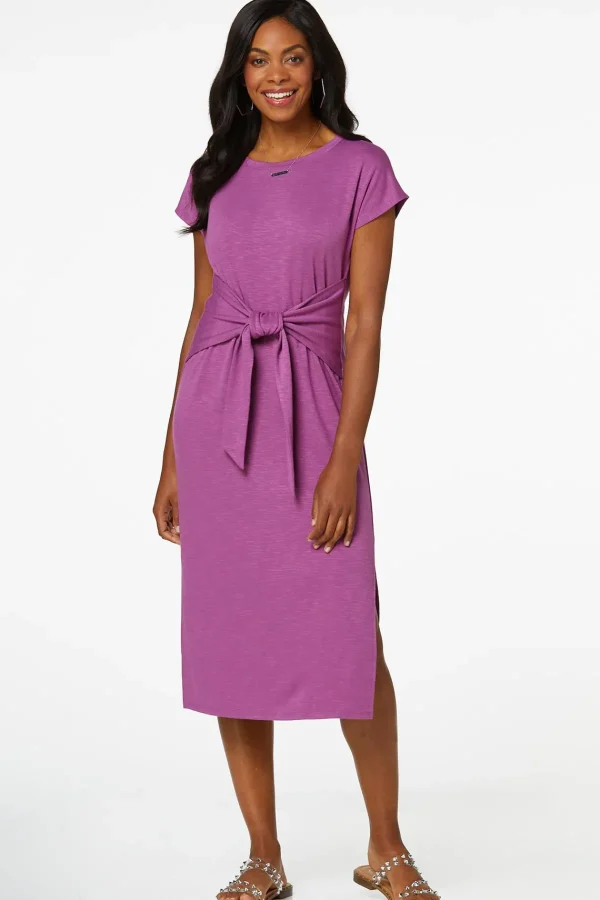 Store Tie Front Midi Dress Women Dresses