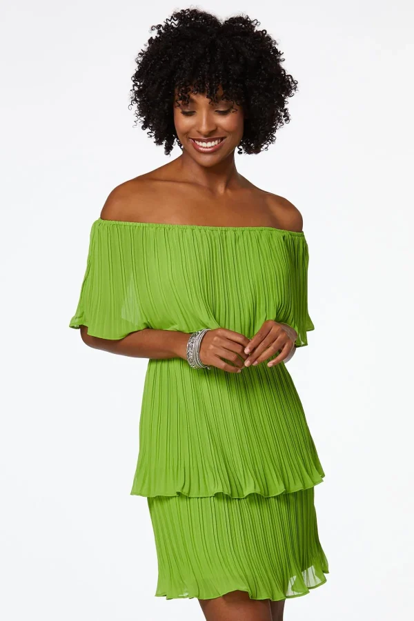 Cheap Tiered Pleated Dress Women Dresses