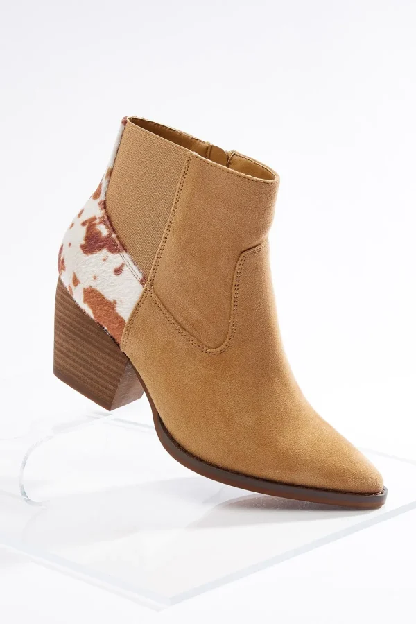 Shop Wide Width Cow Faux Fur Heel Booties Women Wide Width