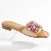 Online Wide Width Jeweled Raffia Slide Sandals Women Wide Width