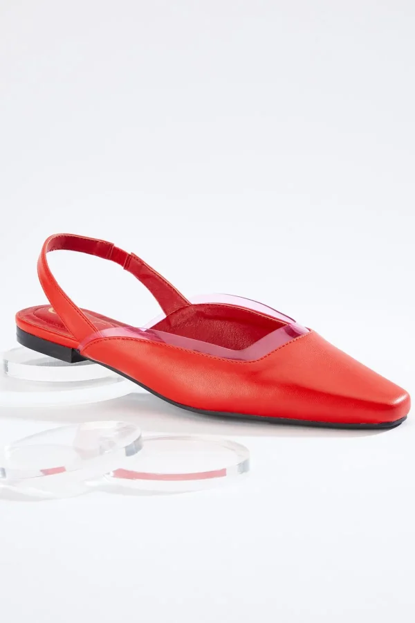 Fashion Wide Width Lucite Trim Slingback Flats Women Wide Width