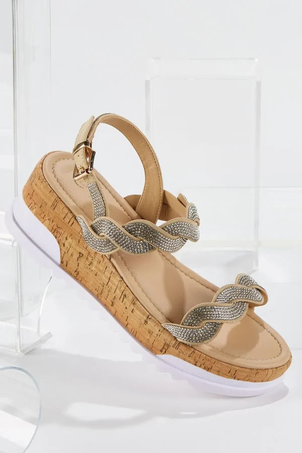Outlet Wide Width Rhinestone Twist Strap Sandals Women Wide Width