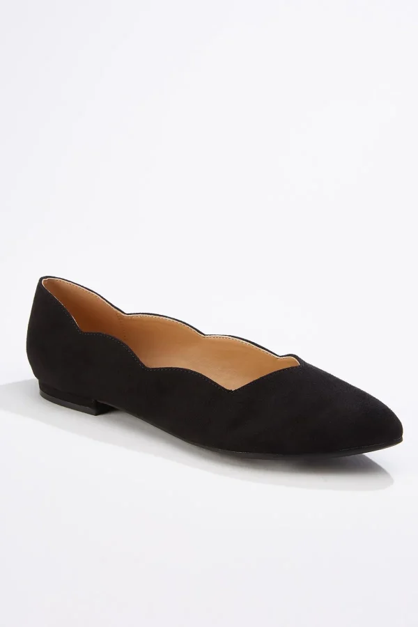 Cheap Wide Width Scalloped Edge Flats Women Wide Width