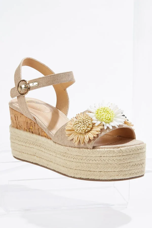 Clearance Wide Width Straw Flower Platform Wedges Women Wide Width
